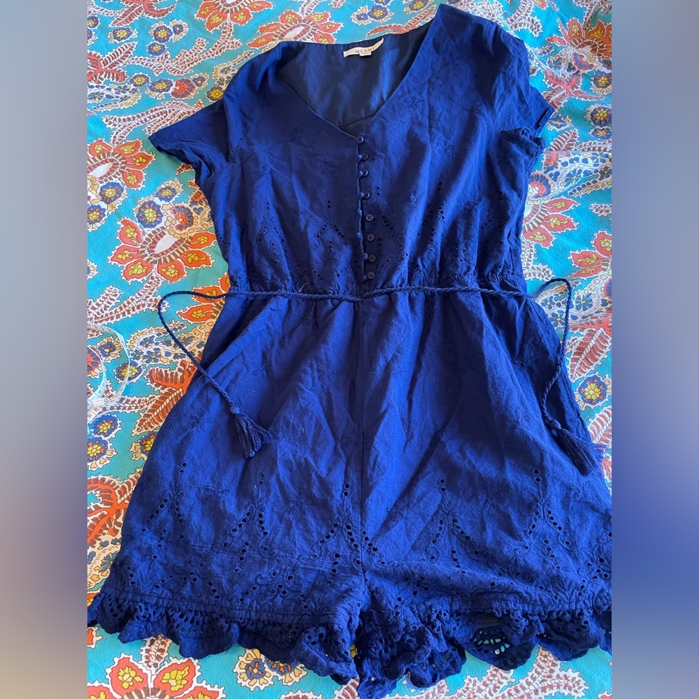 Miami short sleeve scalloped Shorts Romper